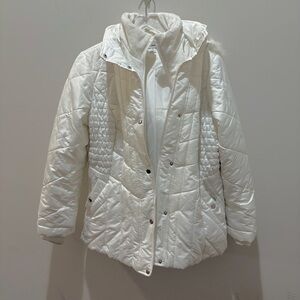 Susan Graver White Quilted Puffer Jacket